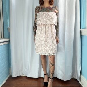 express strapless blush cottagecore lace dress size medium